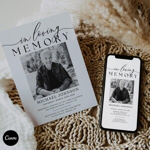 Invito per servizio funebre commemorativo in ricordo di una persona cara (Canva) #Y26F3-CANVA