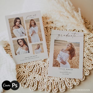 Graduation Announcement Template, Graduation Invite, Senior Graduation Announcement For Photography, Photoshop, PSD, CANVA #Y22SG12-PSD+