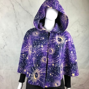 Celestial Constellation Fleece Hooded Cape: Whimsigoth LARP Cosplay