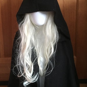Black Hooded Shoulder Cape: Fleece Cosplay Costume with Brooch