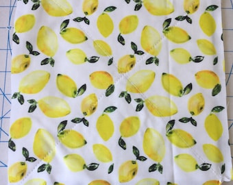 Lemon Potholder: Handmade Quilted Hot Pad, Mid-Century Modern Kitchen Decor