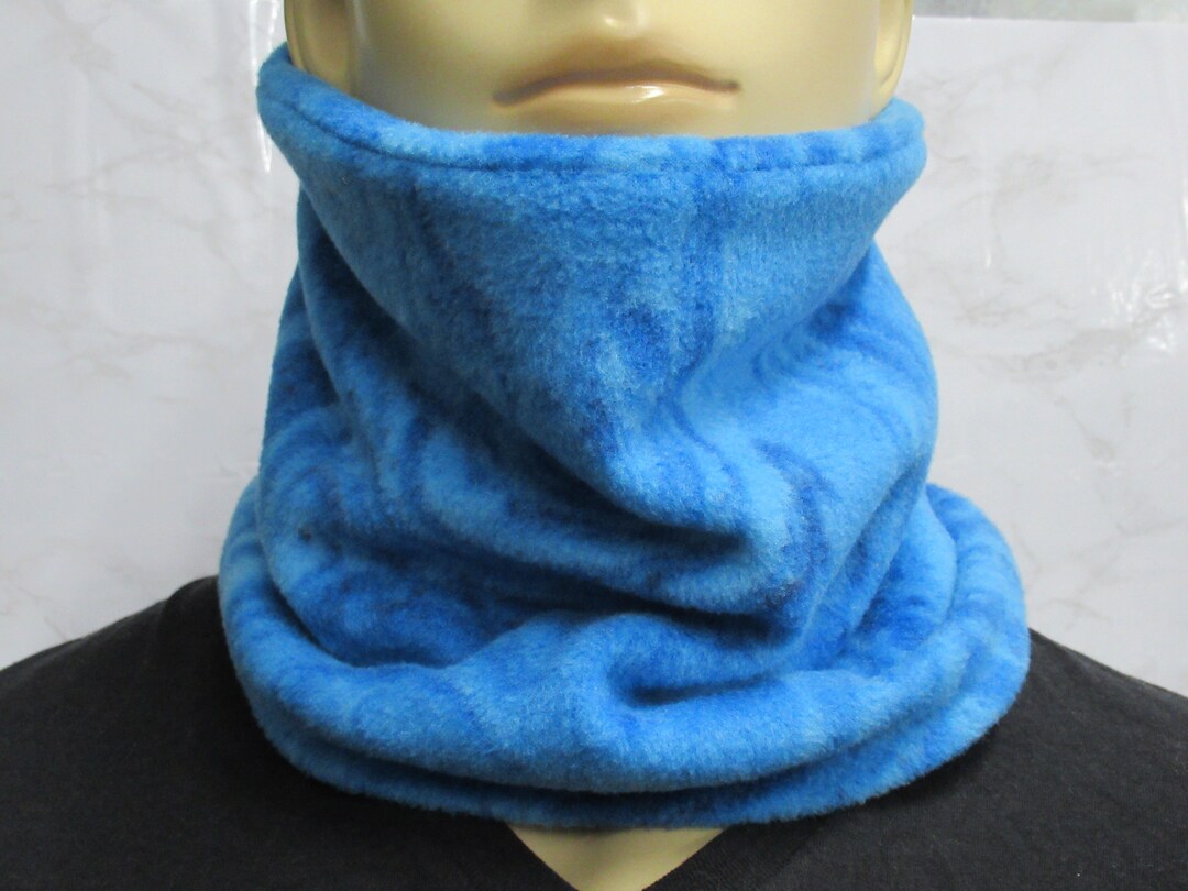 Tie Dye Blue Watercolor Swirls Waves Neck Warmer Fleece Scarf Tube