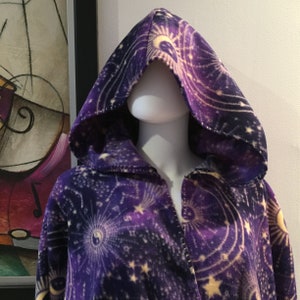 Celestial Constellation Fleece Hooded Cloak: Elven Cosplay Cape