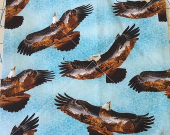 Handmade Quilted Potholder: American Eagle Print, 8x8 Hot Pad