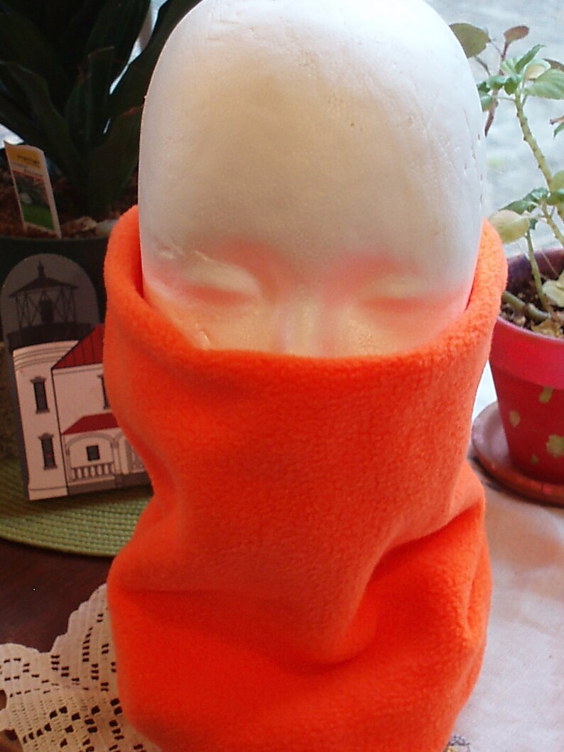 SALE Neon Safety Blaze Orange Polar Fleece Ski Scarf Neckwarmer Ear Muff Tube Gator Cowl Gaiter fits 3 to 5 years