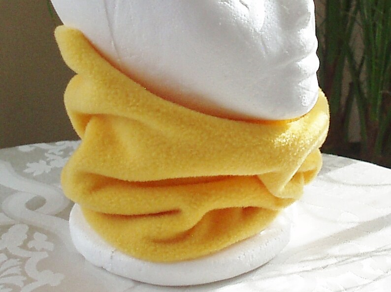 SALE KIDS Sunny Yellow Polyester Fleece Ski Scarf Neck Warmer Ear Muff Gator Tube Cowl Gaiter child size ages 3 to 5 years