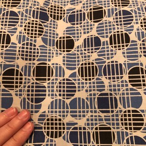 Quilted Potholder: Navy Blue Geometric Circles bubbles, Mid Century Modern mcm Hotpad