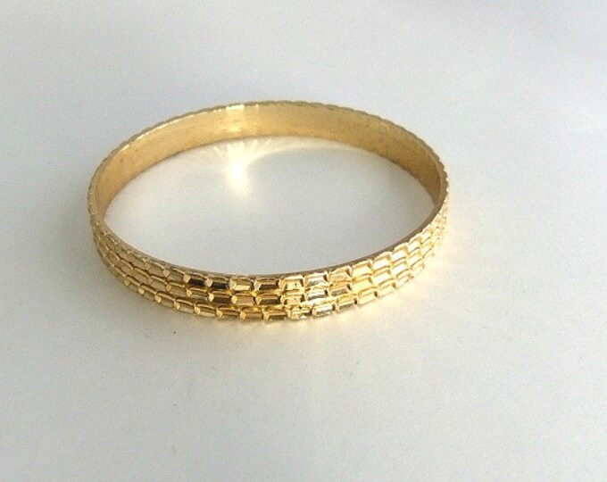 Gold Tone West German Bangle Bracelet Etsy