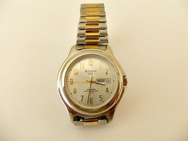 Botany 500 Mens Two Tone Dress Watch Day Date Etsy