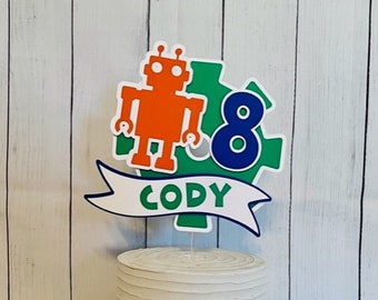 Robot Cake Topper, Robot Themed Birthay Decor, Robot Themed Party Decor, Robot Party Decor, Cake Topper