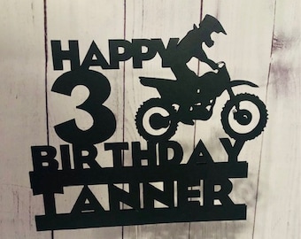 Dirt Bike Cake Topper, Birthday Cake Topper, Dirt Bike Party Decor, Dirt Bike Happy Birthday Cake Topper, Motorcross Cake Topper