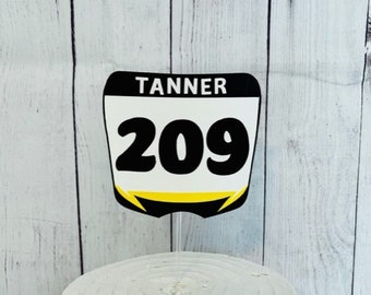 Dirt Bike Cake Topper, Dirt Bike Number Plate Cake Topper, Dirt Bike Party Decor