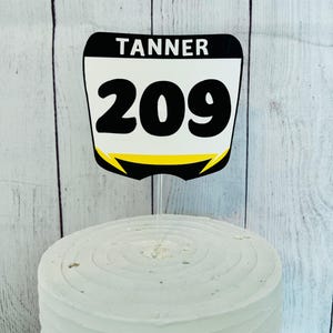 Dirt Bike Cake Topper, Dirt Bike Number Plate Cake Topper, Dirt Bike Party Decor, Personalized Dirt Bike Number Plate Cake Topper