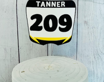 Décoration de gâteau personnalisée pour plaque d'immatriculation de motocross, décoration de fête de motocross