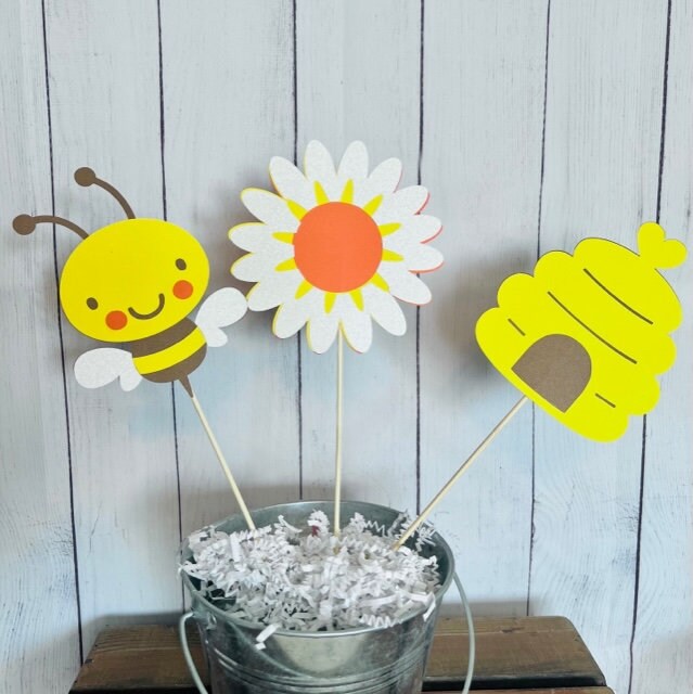 Bee Centerpieces What will It Be Centerpieces What will it be Gender Reveal Bee Birthday Party Decor Bee Party Centerpieces