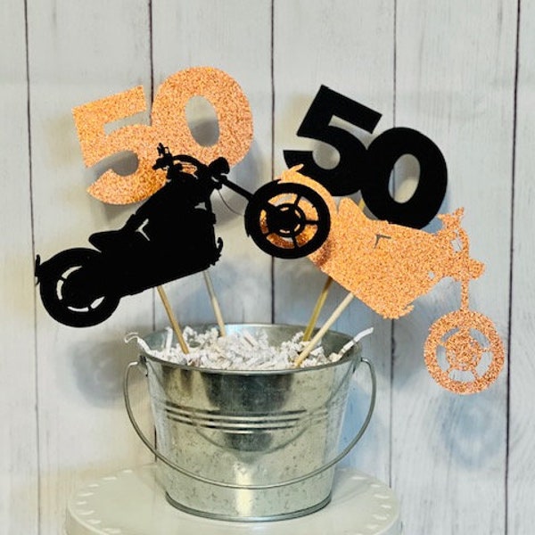 Motorcycle Centerpieces, Motorcycle Decor, Harley Inspired Centerpieces, Motorcycle Party Decor