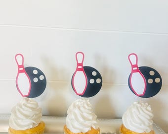 Bowling Cupcake Toppers, Sports Birthday Party Decor
