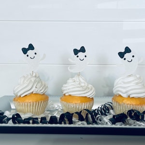 Girl Ghost Cupcake Toppers, Halloween Cupcake Toppers, Spooky Cupcake Toppers, Ghost Themed Cupcake Toppers, Haunted Party Toppers