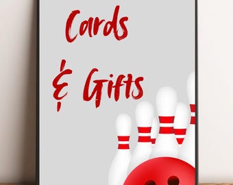 Bowling Party Cards & Geschenke Schild, Strike Zone Decor (Digitaler Download)