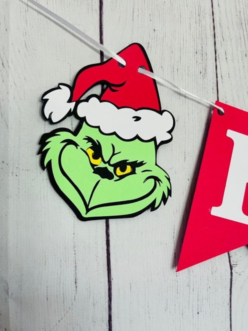 Grinch Birthday Banner Grinch Christmas Birthday Banner | Etsy