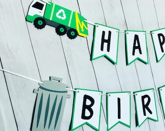 Trash Truck Birthday Banner, Trash Truck Birthday , Trash Truck Party Decor, Garbage Truck Birthday