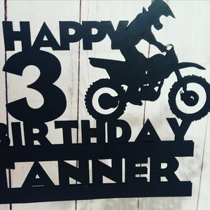 Dirt Bike Cake Topper, Birthday Cake Topper, Dirt Bike Party Decor, Dirt Bike Happy Birthday Cake Topper, Motorcross Cake Topper