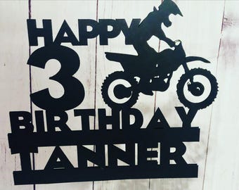 Personalized Dirt Bike Birthday Cake Topper, Motorcross Party Decor