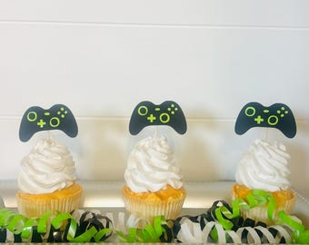 Video Game Controller Cupcake Toppers, Gamer Birthday Party Decor