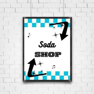 50&#39;s Theme Party Printables, Sock Hop Party, Rock and Roll Party, Retro Diner Party Signs, Grease Party Theme, Soda Shop Printable Sign