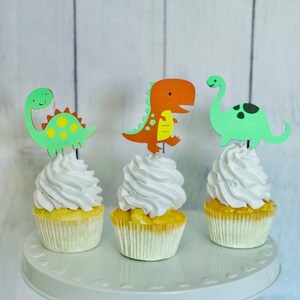 Dinosaur Cupcake Toppers, Dinosaur Party Decor, Kids Party Decor, Cupcake Toppers, Dinosaur Party zdjęcie 4