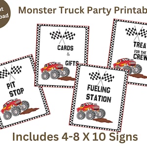 Monster Truck Party Sign, Printable Monster Truck Party Sign,Set of  Monster Truck Signs, Monster Jam Party Signs, Boys Birthday