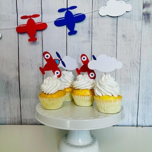 Airplane Cupcake Toppers, Airplane Party Decor, Airplane Birthday Cupcake Toppers
