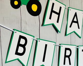 Tractor Birthday Banner, Farm Party Decor