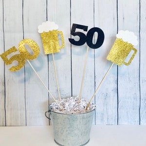 Cheers and Beers Center Piece Decor, Birthday Party Decor, Beer, Cheers, Party Decor, Birthday Party, Black and Gold, Beer Birthday Party