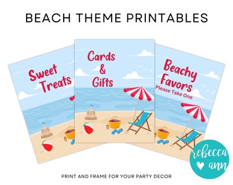 Beach Party Printables, Cards, Gifts, Treats, Favors (Digital Download)
