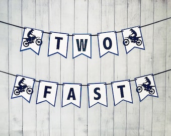 Two Fast Dirt Bike 2nd Birthday Party Banner