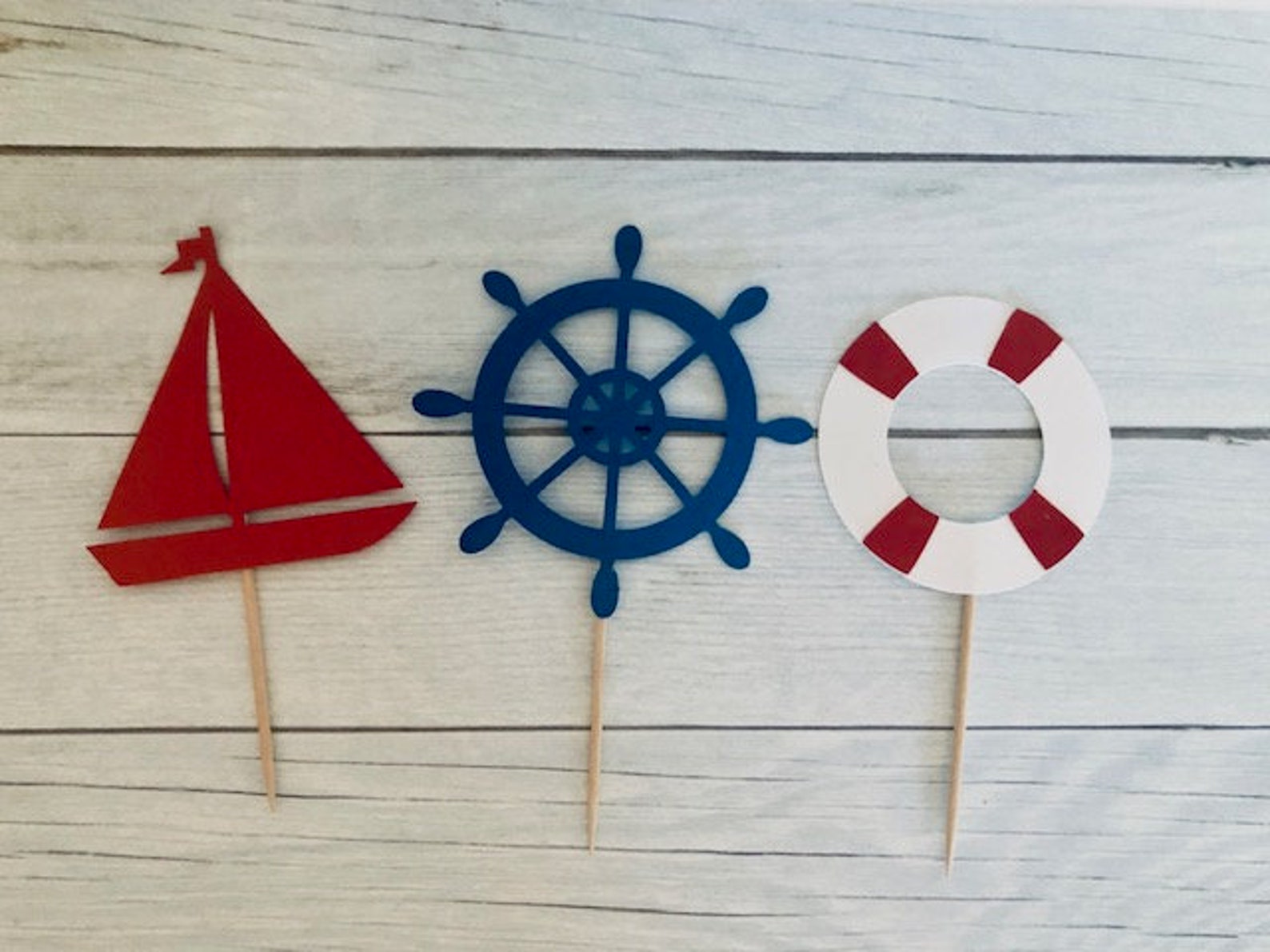 Nautical Cupcake Toppers Baby Shower Cupcake Toppers Ahoy Etsy