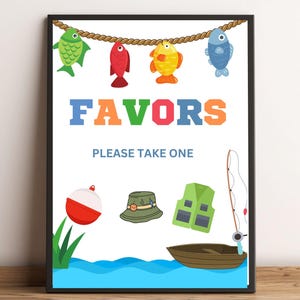 Fishing Favors Printable Sign, Fishing Party Printable, Fishing Party Decor, Fish Party Decor, Fishing Birthday Printable Sign