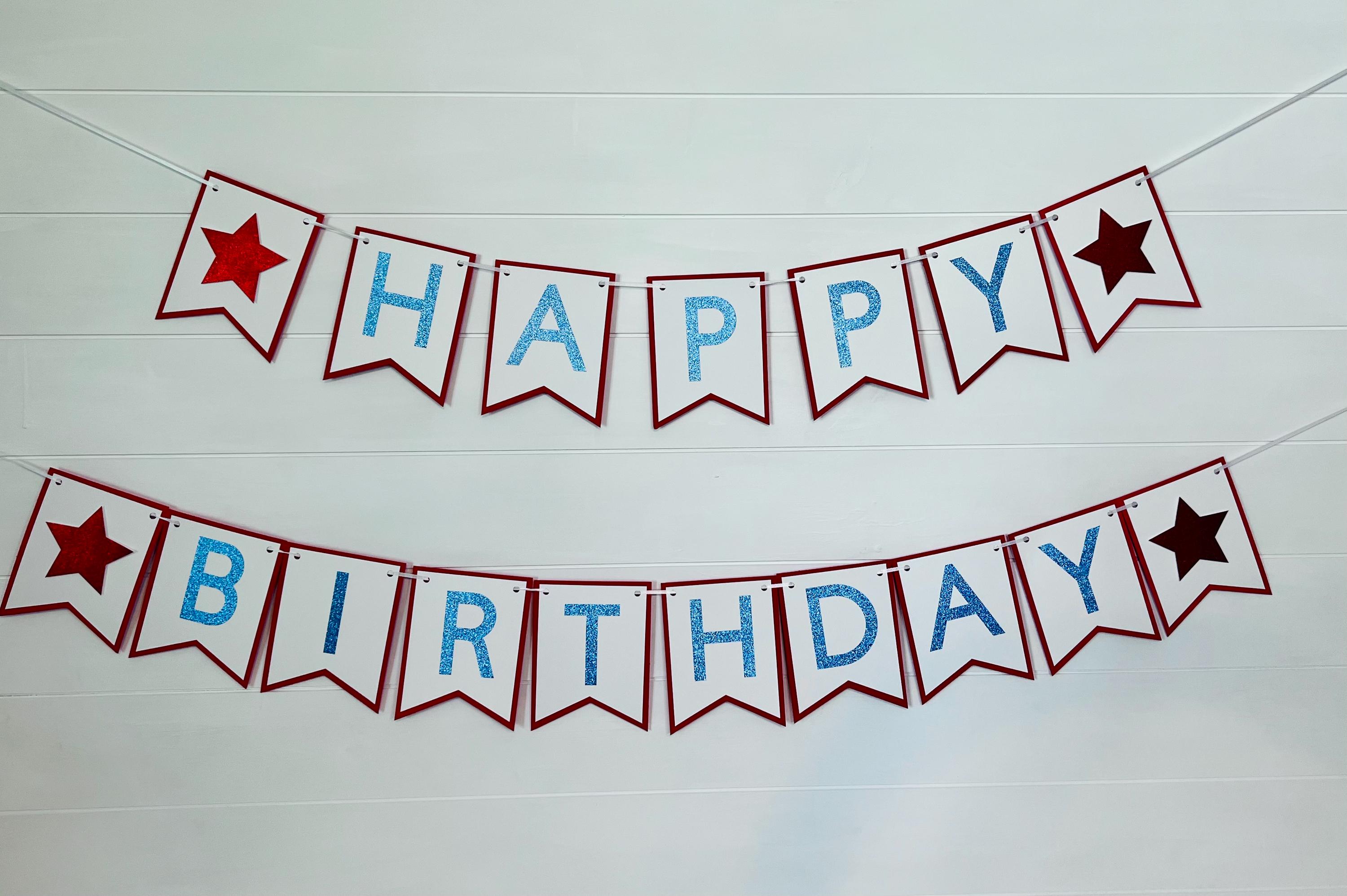 Red White And Blue Birthday Banner, Little Firecracker, Patriotic...