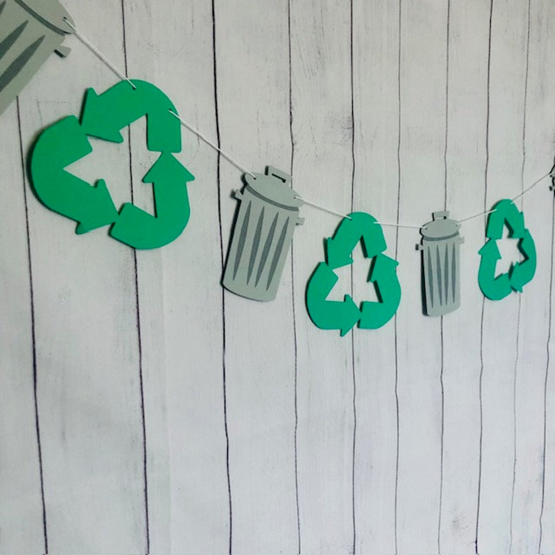 Garbage Truck Birthday Party Decorations Set - Trash Truck Banner, Cupcake Toppers, Kids Party Supplies
