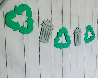Trash Truck Birthday Party Garland, Recycle Decor