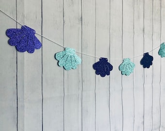 Mermaid seashell Garland, Mermaid Banner, Seashell Garland, Seashell Banner, Mermaid Party Decor