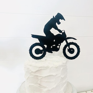 Topper de pastel de moto de cross, topper de pastel de motocross, decoración de fiesta de moto de cross, decoración de fiesta de cumpleaños de moto de cross, topper de pastel de carreras, topper de motocicleta