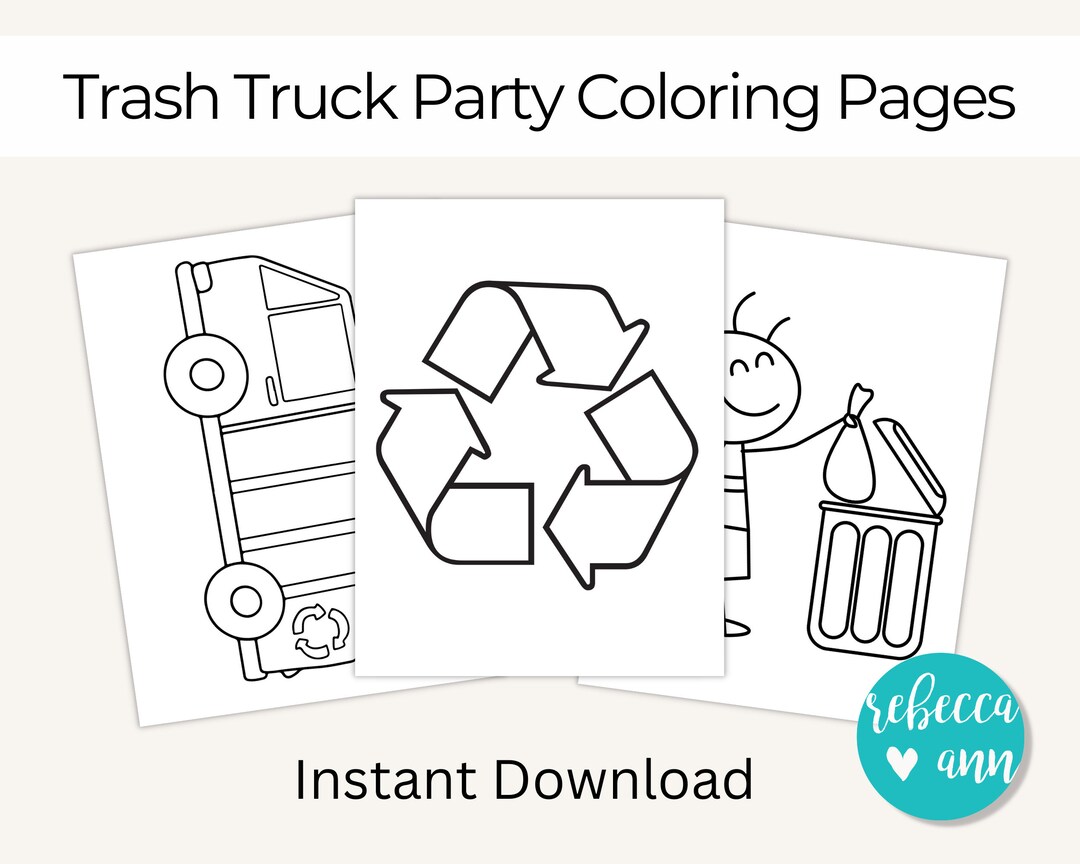 Trash Truck Coloring Pages, Trash Truck Party Favors, Trash Truck