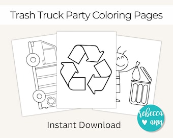 Trash Truck Coloring Pages, Trash Truck Party Favors, Trash Truck Birthday Party