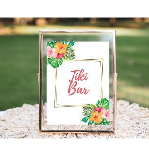 Tiki Bar Printable Sign, Hawaiian  Printable Party Decor, Hawaiian Theme Party