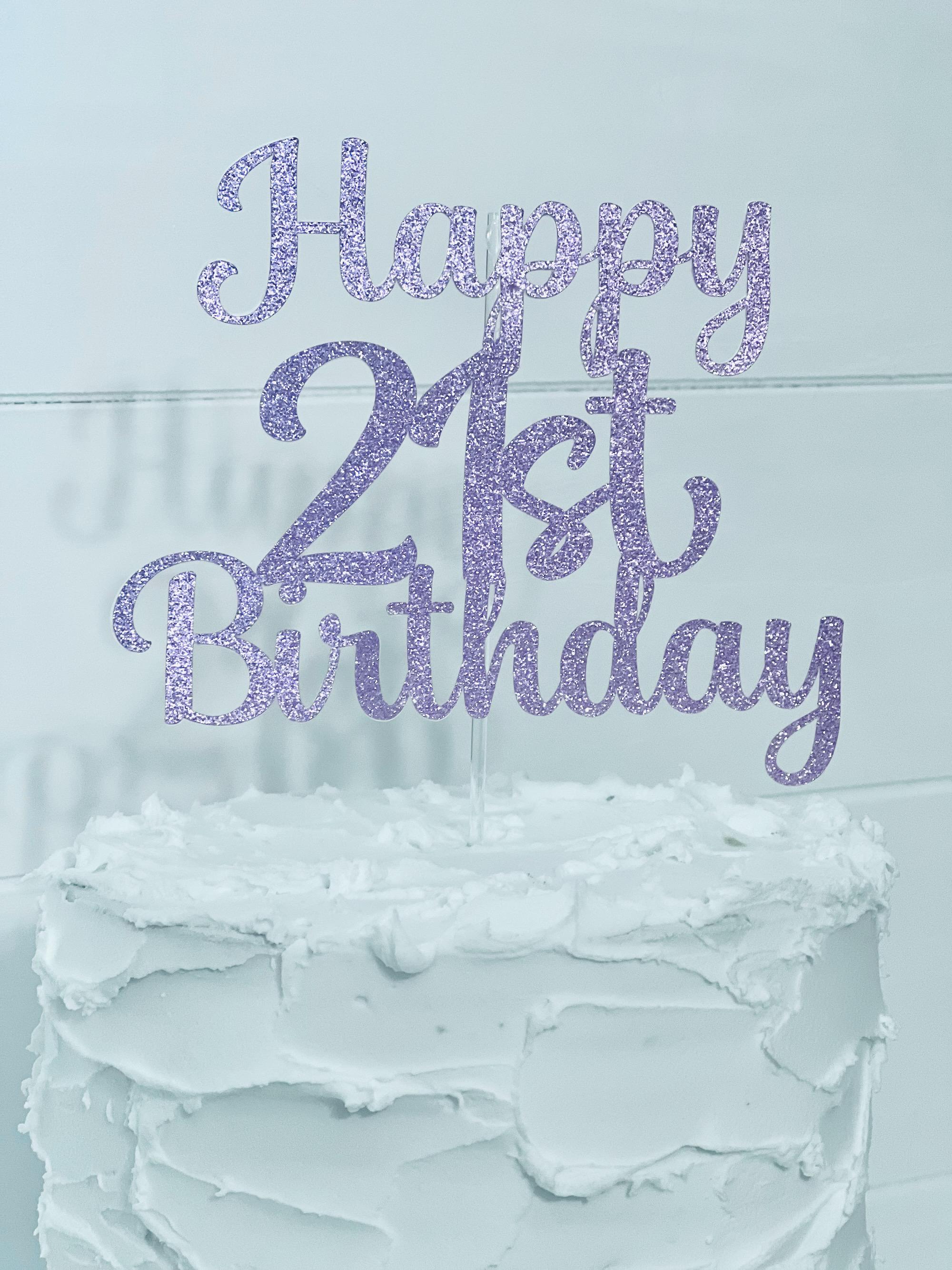 Cakeshop Decorazione per torta con glitter per 2° compleanno, 2° anniversario, biglietto glitterato da 400 g/m², scelta 14 colori e un sacco di stili
