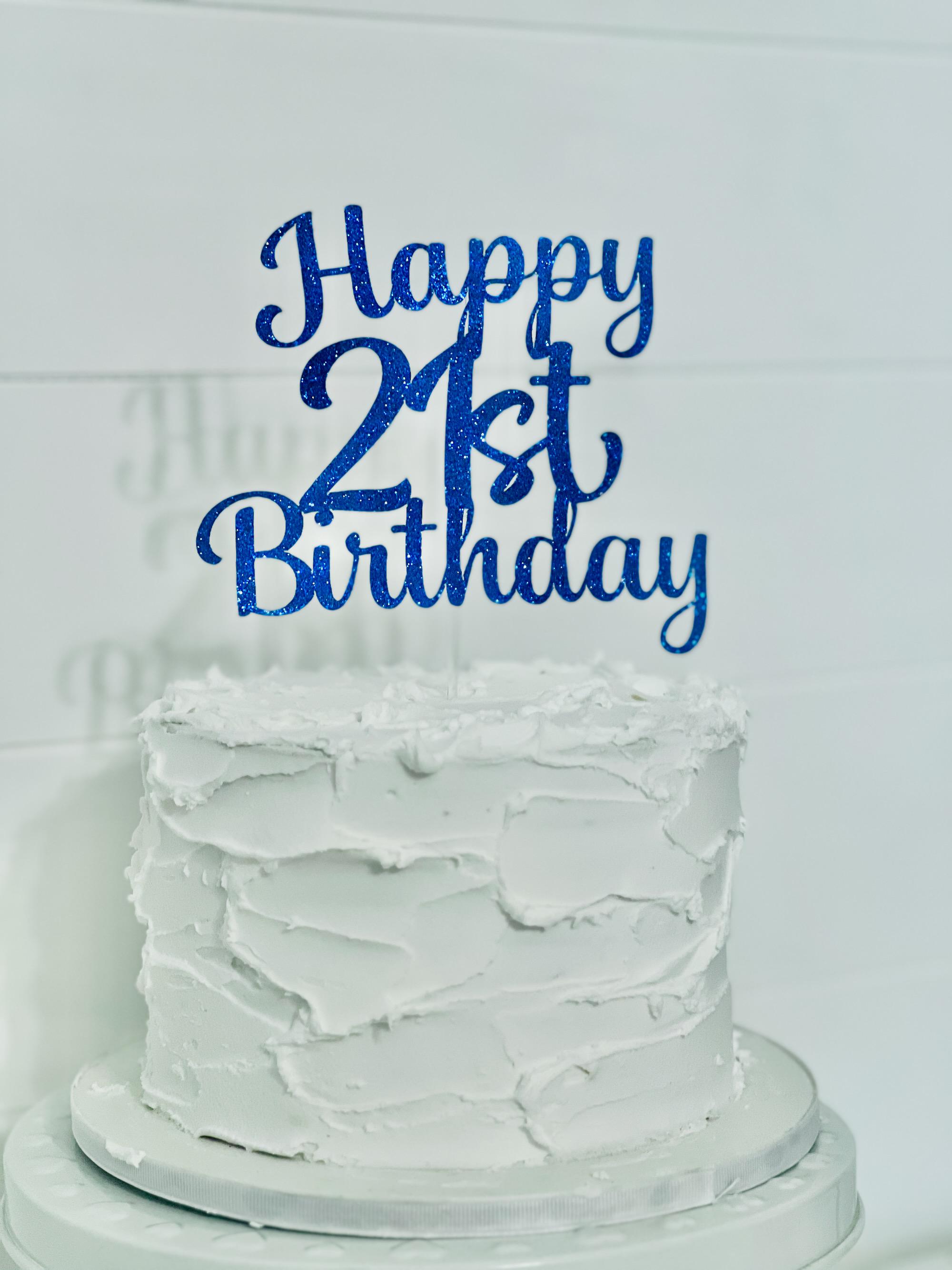 Glitter Happy 21st Birthday Cake Topper, Milestone Party Decor - Etsy