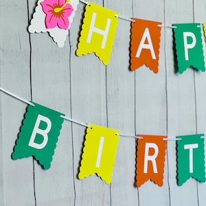 Hawaiian Birthday Banner, Luau Birthday Banner, Hawaiian Party Decor, Tropical Banner, Beach Party Banner, Island Birthday Banner Theme