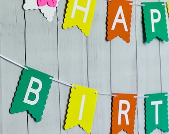 Hawaiian Birthday Banner, Tropical Luau Party Decor